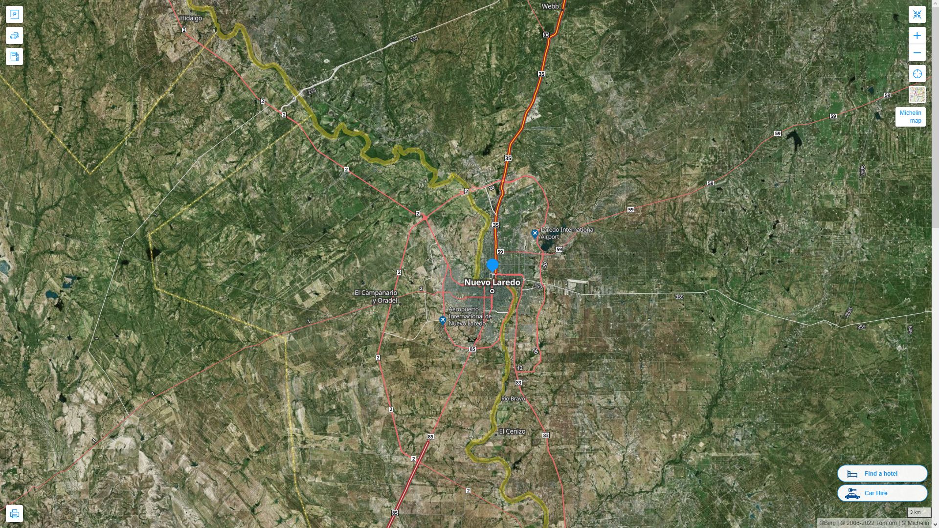 Laredo Texas Highway and Road Map with Satellite View